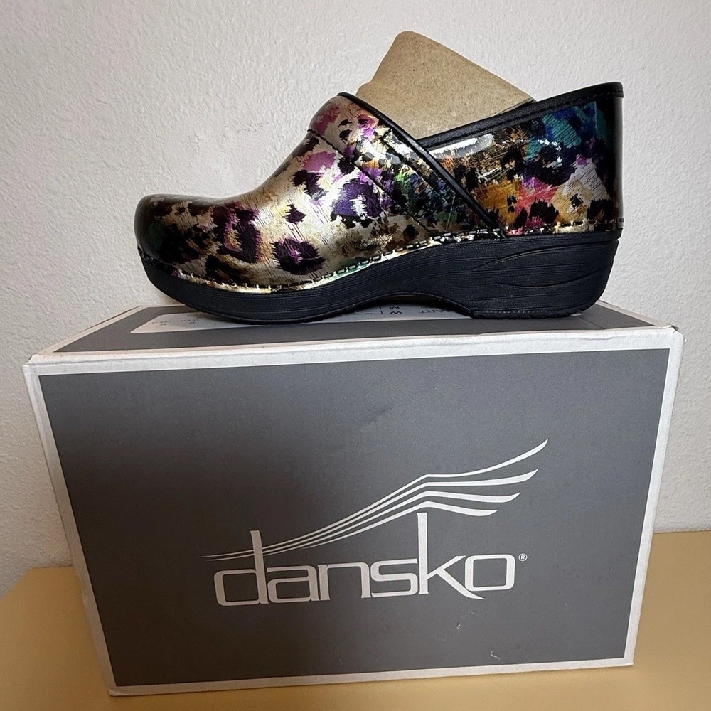 NEW Box Dansko XP 2.0 Clog Multi Color Leopard Swirl Nurse Doctor EU 38 US 7.5/8 - Picture 11 of 16